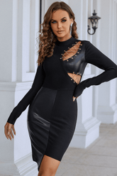 Pixie Cut Out Long Sleeve Bandage Dress Ins Street